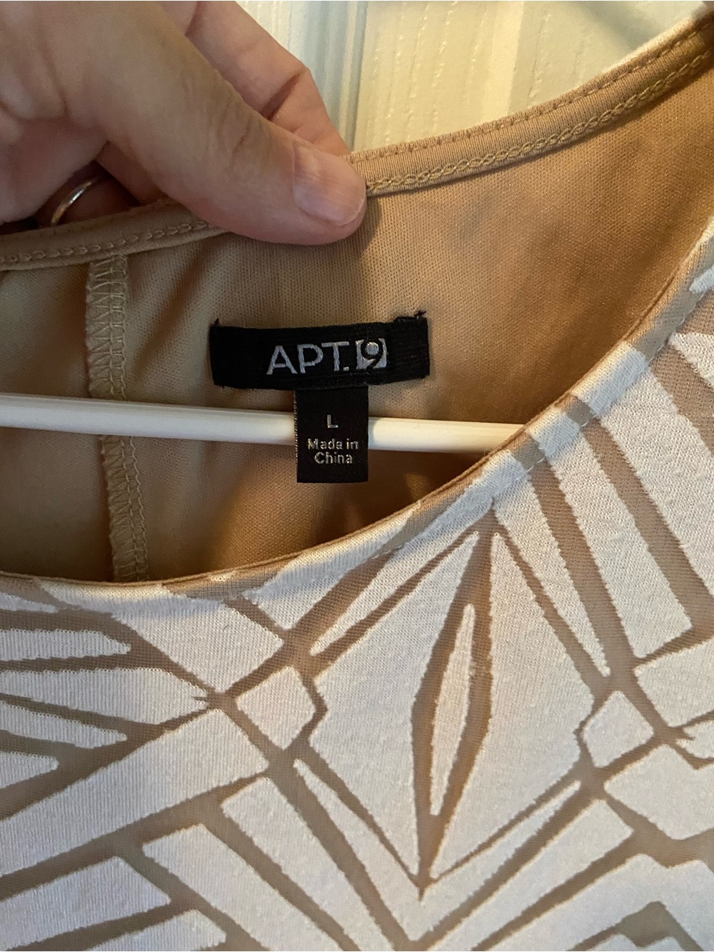 Apt. 9 Beige and White Geometric Midi Dress - Picture 3 of 6
